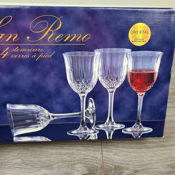 San Remo Set of 4 Italian Capri Crystal Wine Glasses Stemware - Picture 2 of 16